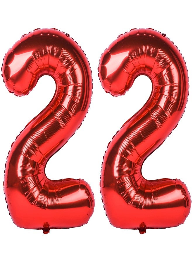 CHANGZHONG 40 inch red number 22 balloon giant helium polyester film 22th birthday girl boy self inflating digit twenty-two for anniversary celebration baby shower New Year engagement party decoration - Image 1